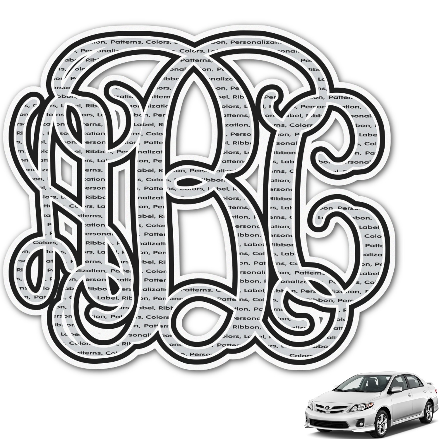 Interlocking Monogram Monogram Car Decal (Personalized) YouCustomizeIt