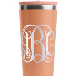 Interlocking Monogram RTIC Everyday Tumbler with Straw - 28oz - Peach - Double-Sided (Personalized)