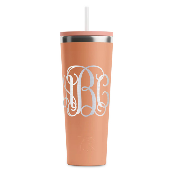 Interlocking Monogram Peach RTIC Everyday Tumbler - 28 oz. - Front