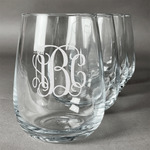 Interlocking Monogram Stemless Wine Glasses (Set of 4) (Personalized)