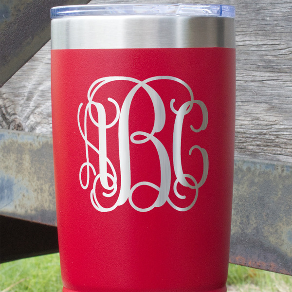 Interlocking Monogram Red Polar Camel Tumbler - 20oz - Close Up