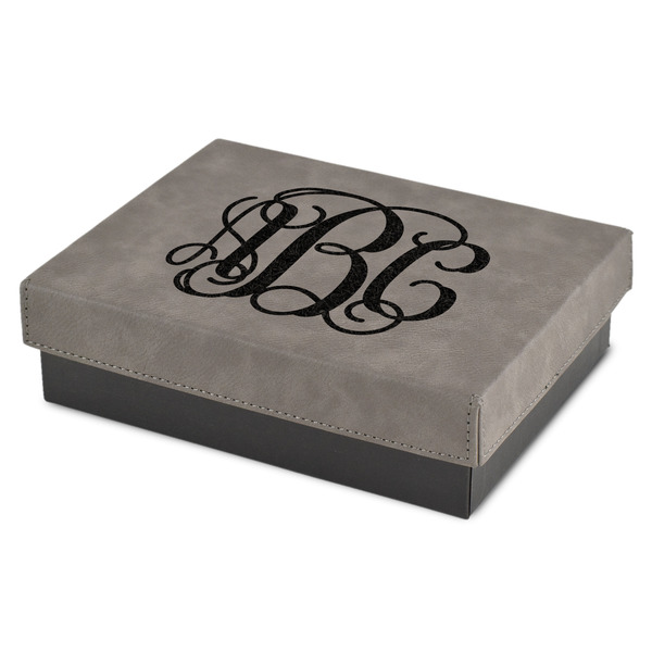 Custom Interlocking Monogram Small Gift Box w/ Engraved Leather Lid (Personalized)