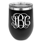 Interlocking Monogram Stemless Stainless Steel Wine Tumbler - Black - Double Sided (Personalized)