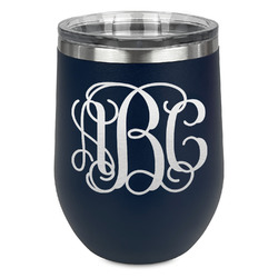 Interlocking Monogram Stemless Wine Tumbler - 5 Color Choices - Stainless Steel  (Personalized)