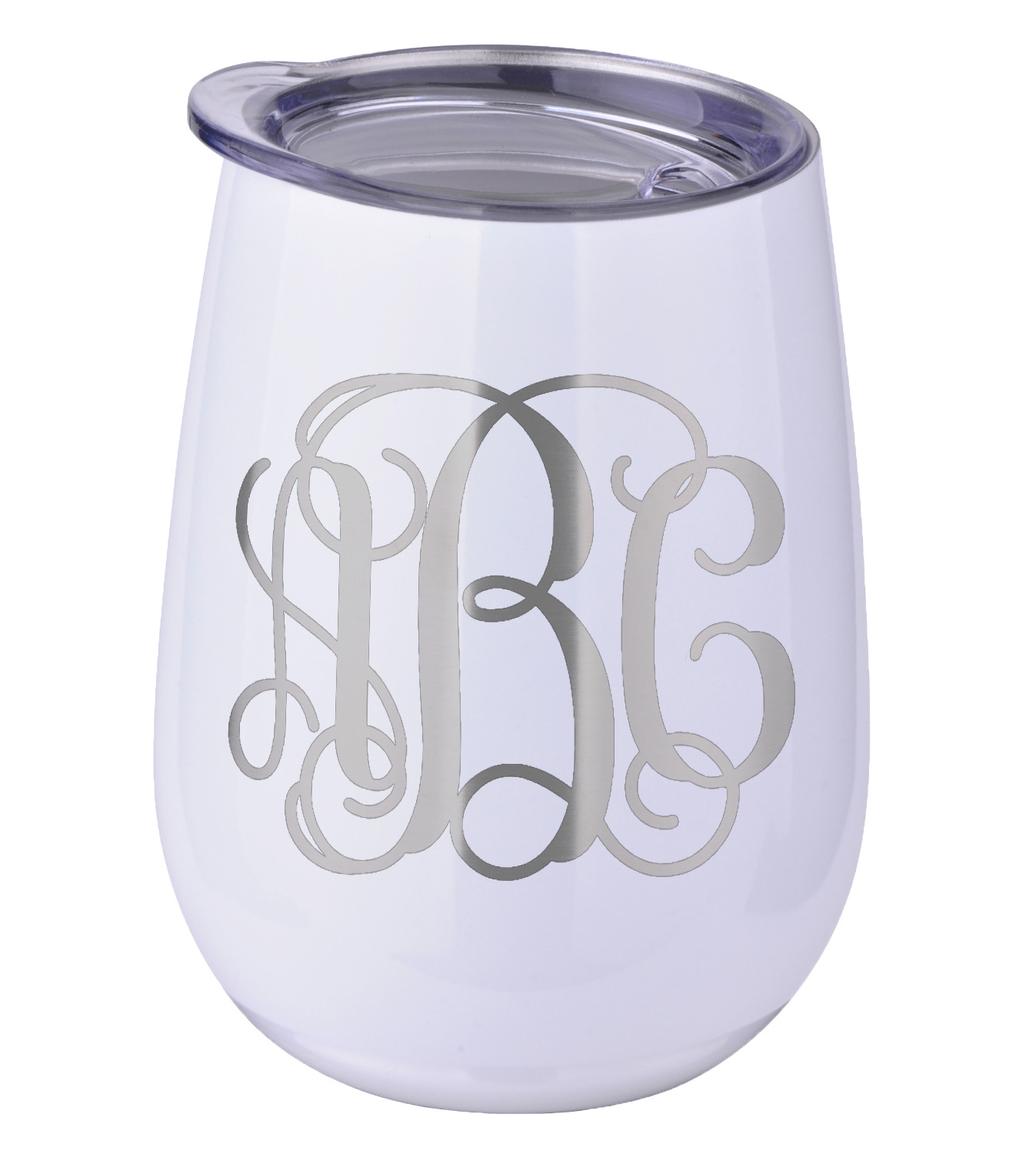 Interlocking Monogram Stemless Wine Tumbler 5 Color Choices Stainless Steel Personalized