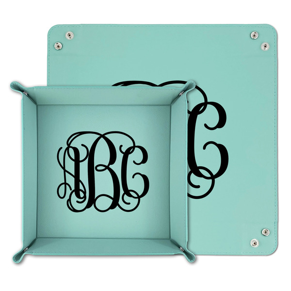Interlocking Monogram Teal Faux Leather Valet Trays - PARENT MAIN