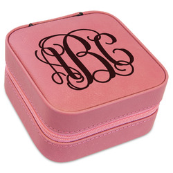 Interlocking Monogram Travel Jewelry Boxes - Pink Leather (Personalized)