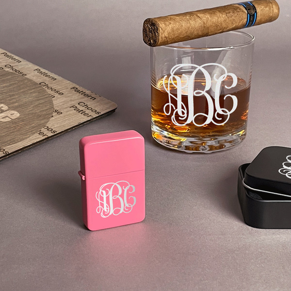 Interlocking Monogram Windproof Lighters - Pink - In Context