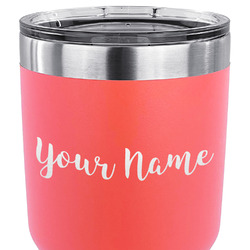 Script Name 30 oz Stainless Steel Tumbler - Coral - Double-Sided (Personalized)