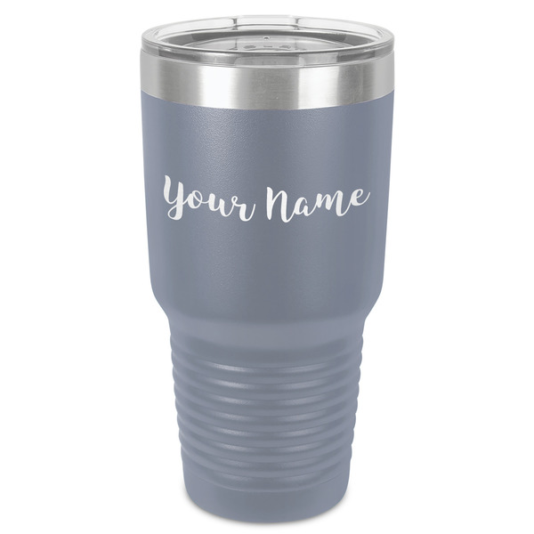 Script Name 30 oz Stainless Steel Ringneck Tumbler - Grey - Front