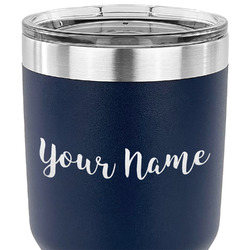 Script Name 30 oz Stainless Steel Tumbler - Navy - Double-Sided (Personalized)