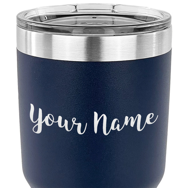 Script Name 30 oz Stainless Steel Ringneck Tumbler - Navy - CLOSE UP