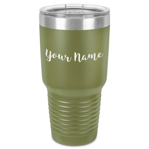 Script Name 30 oz Stainless Steel Ringneck Tumbler - Olive - Front