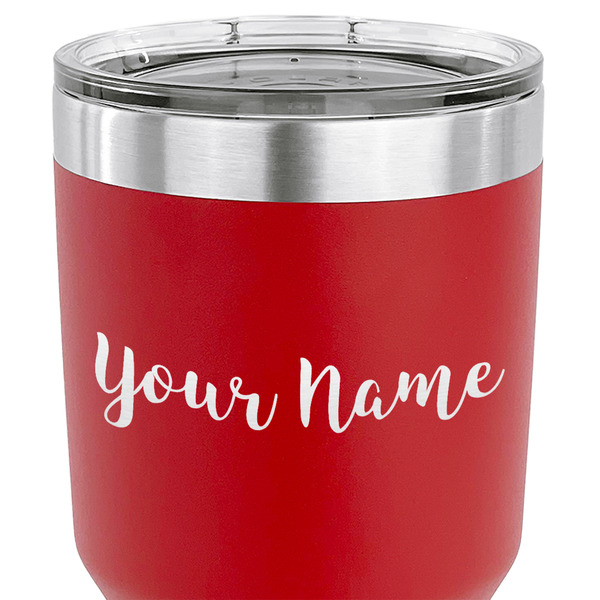Script Name 30 oz Stainless Steel Ringneck Tumbler - Red - CLOSE UP