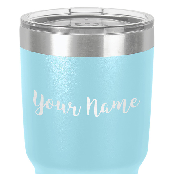 Script Name 30 oz Stainless Steel Ringneck Tumbler - Teal - Close Up