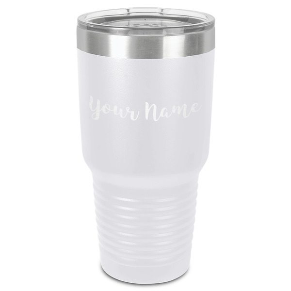 Script Name 30 oz Stainless Steel Ringneck Tumbler - White - Front