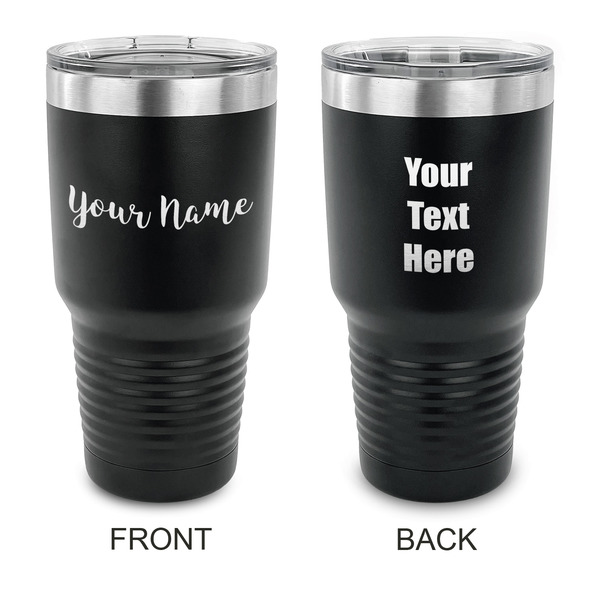 Custom Script Name 30 oz Stainless Steel Tumbler - Black - Double-Sided (Personalized)