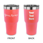 Script Name 30 oz Stainless Steel Tumbler - Coral - Double-Sided (Personalized)