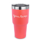 Script Name 30 oz Stainless Steel Tumbler - Coral - Single-Sided (Personalized)