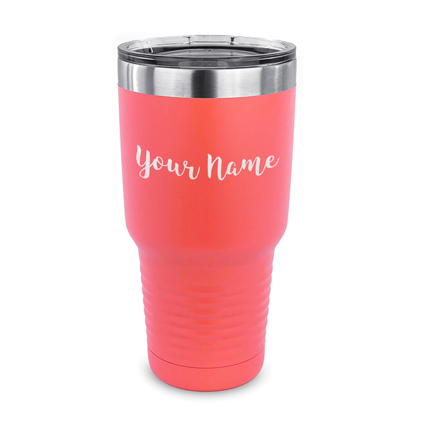 Custom Script Name 30 oz Stainless Steel Tumbler - Coral - Single-Sided (Personalized)