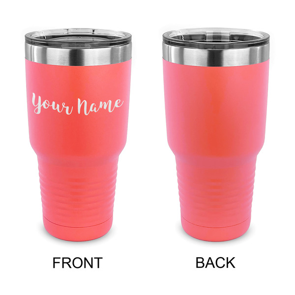 Script Name 30 oz Stainless Steel Ringneck Tumblers - Coral - Single Sided - APPROVAL