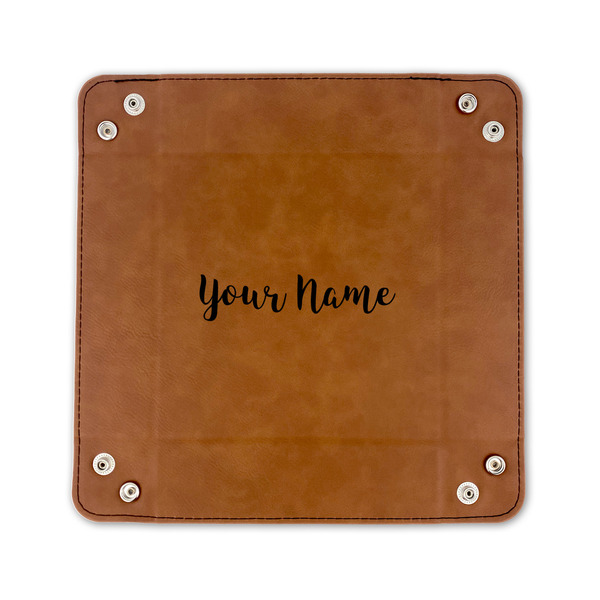 Script Name 6" x 6" Leatherette Snap Up Tray - FLAT FRONT
