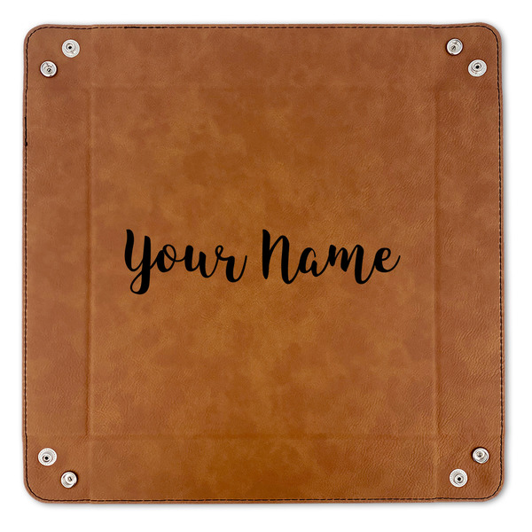 Script Name 9" x 9" Leatherette Snap Up Tray - APPROVAL (FLAT)