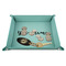Script Name 9" x 9" Teal Leatherette Snap Up Tray - STYLED
