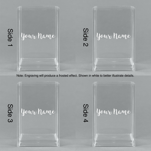 Script Name Acrylic Pen Holder - All Sides