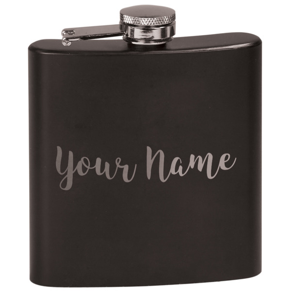 Custom Script Name Black Flask Set (Personalized)