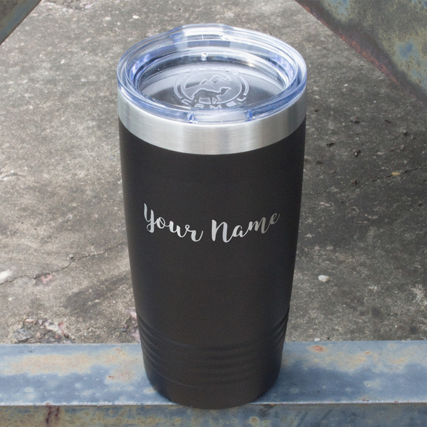 Script Name Black Polar Camel Tumbler - 20oz - Angled