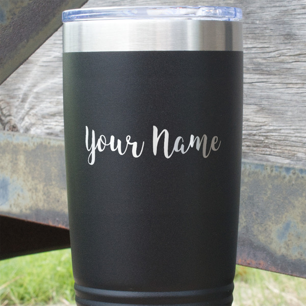 Script Name Black Polar Camel Tumbler - 20oz - Close Up