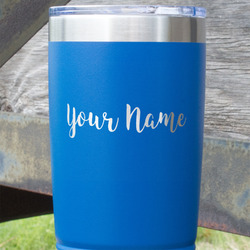 Script Name 20 oz Stainless Steel Tumbler - Royal Blue - Single-Sided (Personalized)