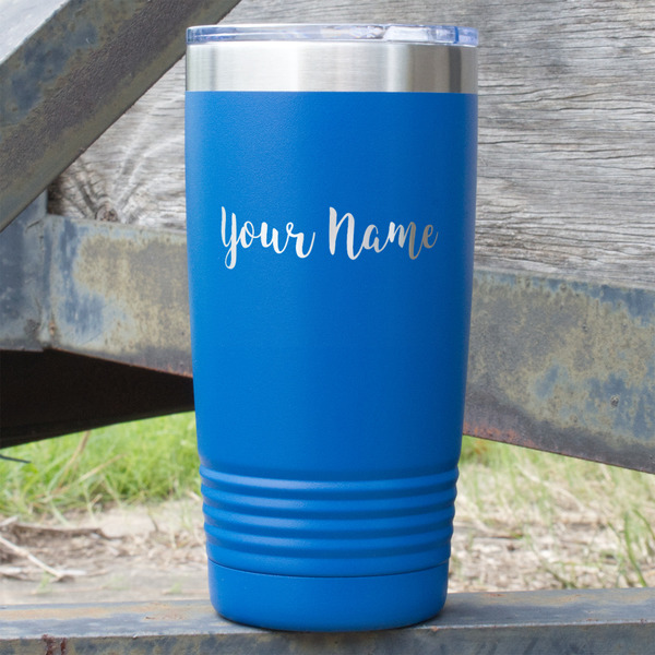 Custom Script Name 20 oz Stainless Steel Tumbler - Royal Blue - Single-Sided (Personalized)
