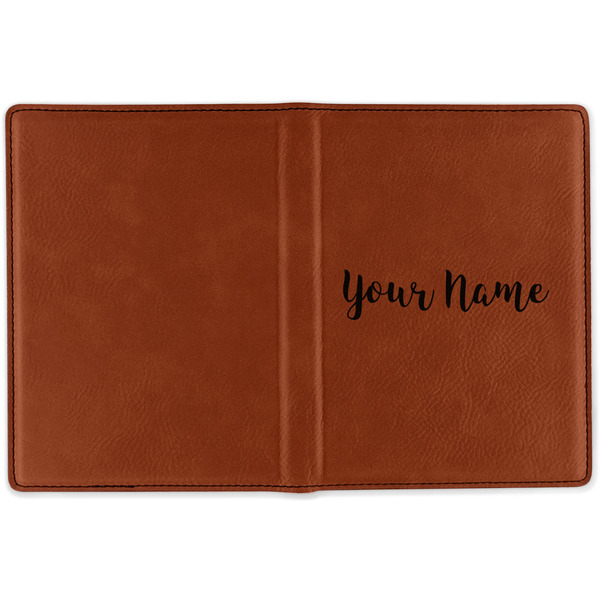 Script Name Cognac Leather Passport Holder Outside Single Sided - Apvl