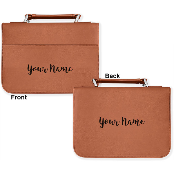 Script Name Cognac Leatherette Bible Covers - Large Double Sided Approval