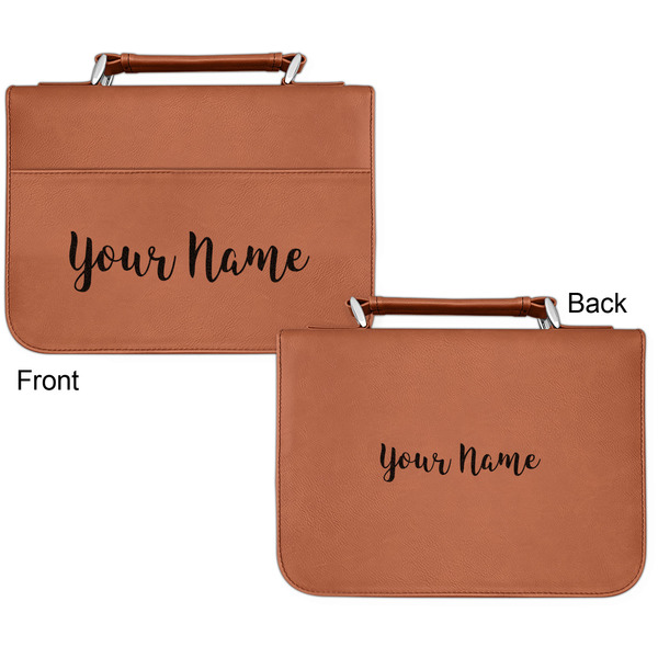 Script Name Cognac Leatherette Bible Covers - Small Double Sided Approval