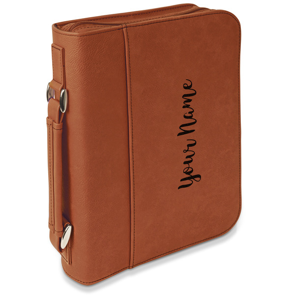 Custom Script Name Leatherette Book / Bible Cover with Handle & Zipper (Personalized)
