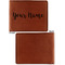 Script Name Cognac Leatherette Bifold Wallets - Front and Back Single Sided - Apvl