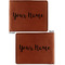 Script Name Cognac Leatherette Bifold Wallets - Front and Back