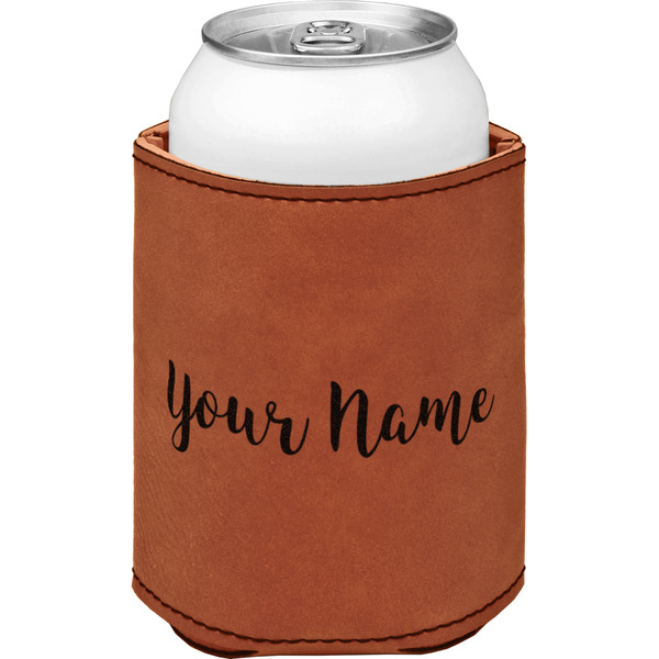 Custom Script Name Leatherette Can Sleeve - Single-Sided (Personalized)