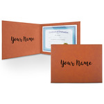 Script Name Leatherette Certificate Holder - Front and Inside (Personalized)