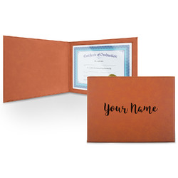 Script Name Leatherette Certificate Holder - Front Only (Personalized)