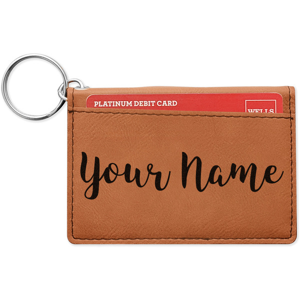 Custom Script Name Leatherette Keychain ID Holder - Single-Sided (Personalized)