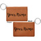 Script Name Cognac Leatherette Keychain ID Holders - Front and Back Apvl