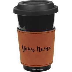 Script Name Leatherette Cup Sleeve - Single-Sided (Personalized)