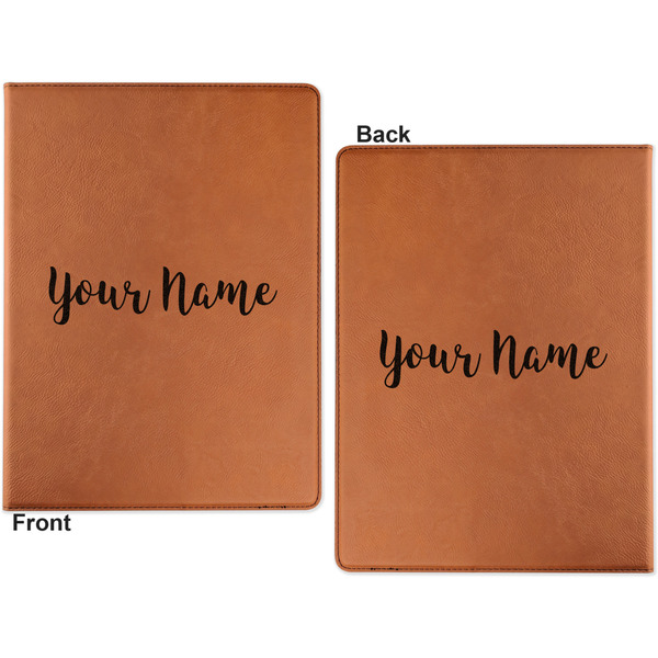 Script Name Cognac Leatherette Portfolios with Notepad - Large - Double Sided - Apvl