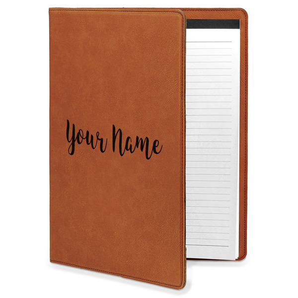 Custom Script Name Leatherette Portfolio with Notepad (Personalized)