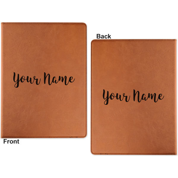Script Name Cognac Leatherette Portfolios with Notepad - Small - Double Sided- Apvl