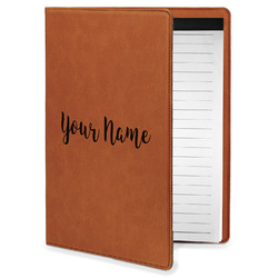Script Name Leatherette Portfolio with Notepad - Small - Double-Sided (Personalized)